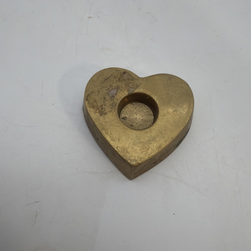 vintage heart-shaped brass candlestick